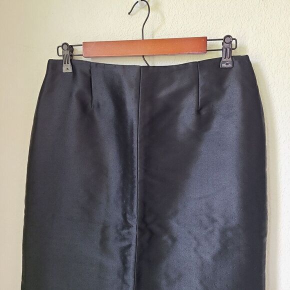 Valentino Roma Black Skirt 8 Wool‎ Silk Blend Shiny Straight Short Dot Pattern - Picture 2 of 8